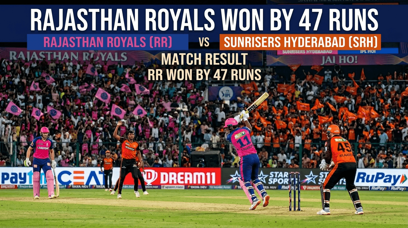 Rajasthan Royals batsman hitting a cricket ball with fielders and crowd in background