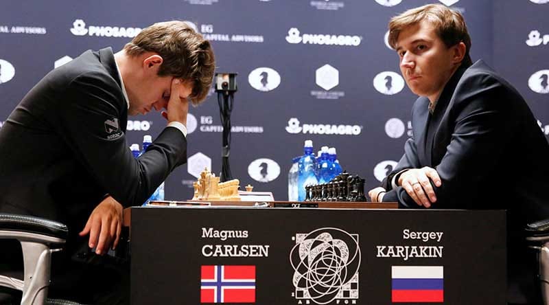 World Chess Championship: Carlsen Escapes Round-9 Defeat after a Scary Middle-Game
