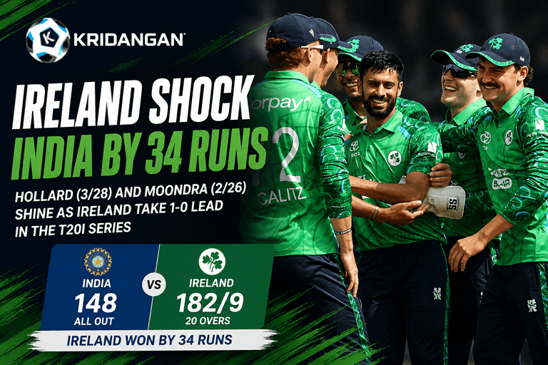 India vs Ireland 1st T20I Abhishek Sharma's Fifty Goes in Vain as Ireland Stun India by 34 Runs
