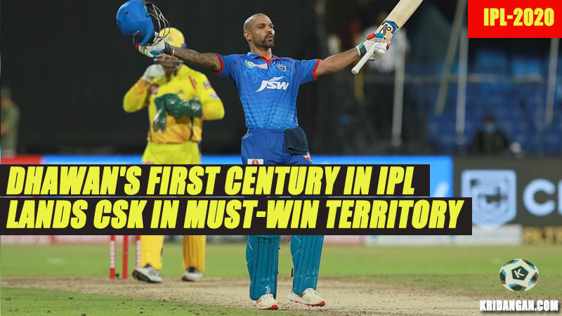 Dhawan's first Century in IPL lands CSK in must-win territory